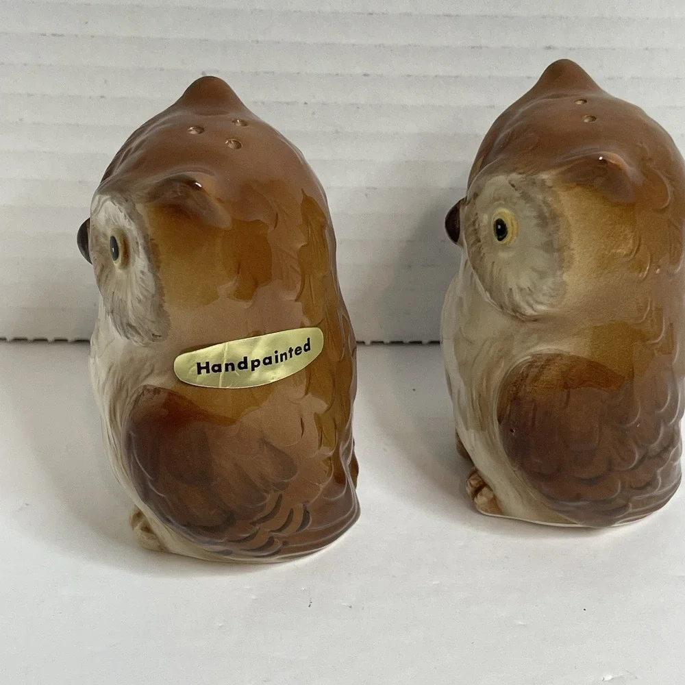 Vintage 1983 Otagiri Owl Salt And Pepper Shakers Japan Handpainted Super Cute